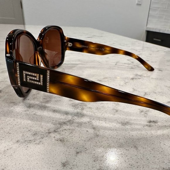 Versace Designer Brown Tortoiseshell and Bling Sunglasses main image 7